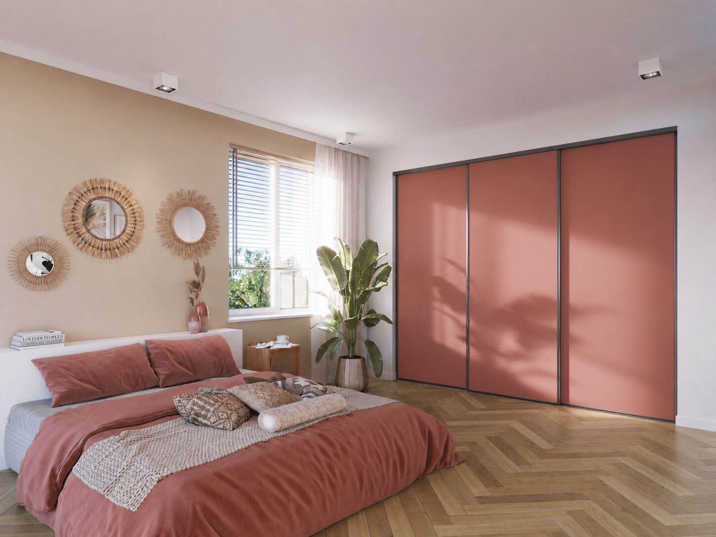 Schuifwand | uni kleur | Stone red | maatwerk